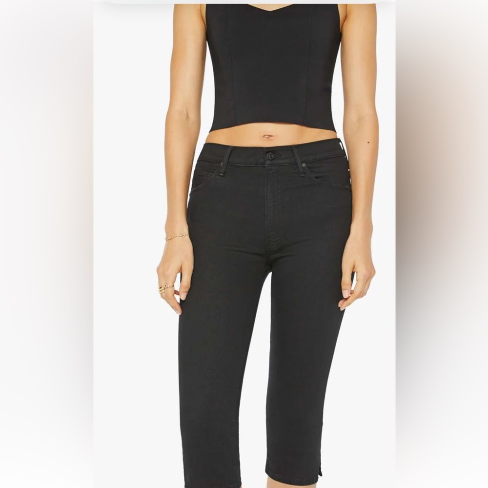Mother The Stunner Zip Skinny Jeans Bunny Snip Hem in Not Guilty Black Wash NWT